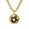 Collar con Colgante de Fútbol Giratorio de Personalidad Estilo Hip Hop de Eslabones Cubanos Completamente Diamantado para Hombre, Nuevo Estilo Transfronterizo Europeo y Americano