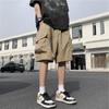 Pantalones cortos holgados informales de estilo retro americano con cinturón de primavera y verano para hombre