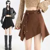 Falda Fina Irregular de Ante para Mujer 2025 Otoño e Invierno Nuevo Estilo Falda Ajustada de Cintura Alta Línea A