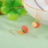 Un Ciervo Plata Esterlina S925 Chapado en Oro Esmalte Caqui Marca Ruyufu Lindo Artístico Moda Nacional Plata China Gancho para Oreja Pendiente