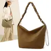 Bolso de Hombro Grande de Capacidad con Cordón y Pliegues Color Sólido Simple para el Trabajo Cruzado Bolso Tote de Mano Casual Japonés