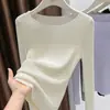 Suéter de Punto Texturizado Patchwork para Mujer Primavera y Otoño 2025, Top de Manga Larga Chic Francés, Camisa Básica Versátil