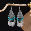 Brincos Retrô Estilo Étnico, Brincos Longos com Franjas Boêmios da Moda Mais Vendidos, Acessórios para Fotografia de Viagem Yunnan