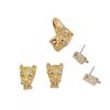AB Estilo retro europeo y americano chapado en oro diseñador genio cabeza de leopardo con incrustaciones de diamantes personalidad feroz exquisitos aretes de anillo
