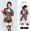 Dz Guiruo Lencería Erótica Transparente Cheongsam con Cuello Alto, Diseño Hueco, Encaje Puro Deseo con Cordones Conjunto de Uniforme para Mujer 3567