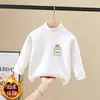 Camiseta Informal de Manga Larga para Niños Estilo Otoño/Invierno Parte Superior Térmica de Doble Cara de Felpa para Niños Ropa Interior Muy Bonita Parte Superior de Cuello Semialto