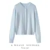 Cardigã Leve de Veludo para Outono e Inverno, Cardigã Tricotado Feminino com Gola Redonda, Renda Vazada, Top Emagrecedor, Versátil Casual