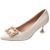 Sapatos de casamento Xiuhe Vestido de noiva Sapatos de noiva bidirecionais Pés não cansados Saltos altos vermelhos Salto agulha feminino primavera e outono salto agulha pontiagudo salto médio sapatos de camada única