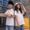 Ropa Familiar Manga Corta Algodón Puro Ropa de Verano Color Sólido Camiseta Pesada para Hombre y Mujer Camiseta Infantil LOGOTIPO Imprimible
