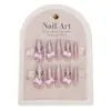 Unhas Usáveis Feitas à Mão 10 Peças Estilo Soft Girl Rosa Mel Olho de Gato Gradiente Magnético Patch de Unha Acabado Removível