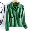 Chaqueta Corta de Cuero 2026 con Solapa Elegante y Diseño de Botonadura Única para Mujer, Nuevo Estilo Primavera y Otoño, Chaqueta Ajustada para Figuras Pequeñas, Tallas Grandes