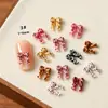 Acessórios para Nail Art de Laço com Estampa de Leopardo, Laço Doce e Descolado Estilo Hot Girl, Decorações de Strass para Unhas com Laço Xadrez Preto e Branco