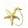 Pulseira Aberta Estilo Oceano Dupla Estrela-do-Mar Dourada Joia de Moda Versátil Atacado Pulseira Feminina Atacado