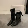 Botines de moda retro de nicho con interior de gamuza que aumentan la altura, de diseño abatible para usar de dos maneras, estilo western cowboy, puntera puntiaguda, botines cortos para mujer