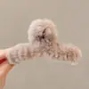 Pinza de garra de felpa grande y moderna para mujer, linda y única, pinza de tiburón para otoño e invierno, alto valor estético, realza el volumen del cabello, accesorio para el cabello