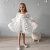 Vestido de Mariposa Tridimensional tipo Hada para Niñas, Vestido de Princesa de Malla con Cuello Cuadrado y Mangas Largas para Fiesta de Primer Cumpleaños y Desfile de Moda