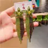 Brincos de Corrente Longa com Garras Exageradas Elegantes de Prata S925 com Strass para Mulheres Brincos com Franjas de Diamante Colorido Europeus e Americanos Brincos da Moda