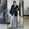 Falda Morada de Cintura Alta, Adelgazante, Plisada, Línea A, para Mujer, Nuevo Estilo Verano 2025, Dobladillo Ancho, Falda Midi de Volantes