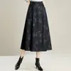 Saia Elegante Estampada Linha A Meia Saia Feminina 2026 Outono Inverno Nova Cintura Alta Emagrecedora Comprimento Médio Temperamento Para Ir ao Trabalho Saia Evasê