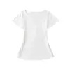 Ropa de Mujer al por Mayor Transfronteriza Estilo Europeo y Americano Camiseta de Verano con Escote en V y Mangas Cortas que Entalla la Cintura Femenina Sexy Sexy Top
