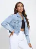 Marca Independente Verão 2026 Nova Jaqueta Jeans Curta Feminina, Tendência Slim-Fit Versátil Casual Jaqueta Curta em Estoque
