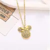 Collar para Niños, Estilo Japonés y Coreano Transfronterizo, Incrustado de Diamantes, Circonita Amante de los Ratones, Estilo de Celebridad de Internet para el Día a Día, Collar Sencillo para Niña