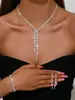 Collar Largo con Borlas de Pedrería Pendientes Pulsera Europeos y Americanos Sexy Elegante Simple Elegante Moderno Retro para Damas