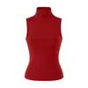 Lyocell Tencel Estilo Desejo Puro Garota Apimentada Regata de Gola Alta com Ombros Estreitos Moda Versátil Europeu e Americano Slim-Fit Roupa de Baixo Camisa Base para Mulheres