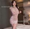 Chica Puro Deseo Lencería Sexy Encaje Rosa Cereza Liguero Sexy Ajustado Mono Sin Quitarse Conjunto de Camisón 0512