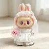 Muñeco de Peluche Labubu de 38 cm Ropa Vestido de Novia Floral Blanco Rosa Perla Traje Floral Gris Ropa de Labubu Mokoko