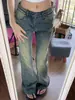 Calça Flare Estilo Americano Picante Retrô de Cintura Baixa, Lançamento Outono/Inverno 2024 Jeans Skinny Lavado Vintage Slim-Fit para Mulheres