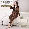 Pijama Fuxi Jiada Verão Novo Estilo Coreano Renda Costurada Decote V Manga Longa Calça Estampa Floral Roupa de Casa Conjunto de Duas Peças