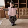 Colete de algodão quente estilo coreano para meninas, outono e inverno, espessado para uso ao ar livre, adequado para bebês e crianças pequenas, colete acolchoado de algodão
