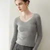 26 Nuevo Suéter de Cachemir 100% Puro Sin Costuras Otoño/Invierno para Mujer, Cuello en V Ajustado Agradable a la Piel Suéter Base de Punto