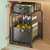 Estante de almacenamiento premium para cocina, canasta extraíble para dentro del gabinete, caja de almacenamiento extraíble, organizador de condimentos para el hogar, almacenamiento para el baño