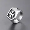 Joyería de Acero Inoxidable Europea y Americana al por Mayor, Anillo de Cruz para Hombre, Anillo Grueso de Acero de Titanio