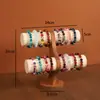 Rack de Armazenamento de Pulseiras de Cristal de Camada Dupla na Cor de Noz, Suporte de Exibição para Pulseiras e Relógios, Rack de Exibição para Transmissão ao Vivo