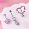 Anillo para ombligo de acero inoxidable directo de fábrica, moda europea y americana, colgante de cabeza de conejo rosa, clavo para ombligo, anillo umbilical, transfronterizo
