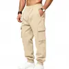 Calça Jogger de Malha Masculina Casual Esportiva ao Ar Livre Europeia e Americana Cross-border Comércio Exterior Versátil com Múltiplos Bolsos Tamanho Plus