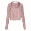 Camiseta adelgazante de manga larga con cuello halter ajustable de dos piezas con diseño de chica sexy y puro deseo para otoño e invierno 2023 para mujer