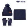 Conjunto de três peças de chapéu de tricô, cachecol e luvas outono/inverno transfronteiriço, chapéu de lã espesso e quente para mulheres, conjunto de luvas touch screen