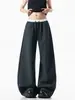 Fanfan tiene hambre de nuevo pantalones casuales de retazos a cuadros de bloques de color para mujer verano pierna ancha adelgazantes cintura elástica con cordón versátiles