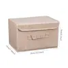 Caixa de Armazenamento de Tecido de Linho com Tampa, Cesto Organizador Dobrável Estilo Ins Minimalista, Tampa Flip com Fita Mágica e Alça de Tecido Resistente, Recipiente de Armazenamento Dobrável à Prova de Poeira. Tecido de linho grosso resistente ao desgaste, design dobrável que economiza espaço, ideal para roupas de guarda-roupa, cosméticos de mesa, livros de dormitório, organização de pequenos itens diversos de quarto e sala de estar, organizador de armário doméstico multiuso