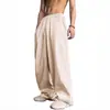 Calça Jogger Masculina Popular da Amazon com Cordão Elástico na Cintura, Estilo Vintage, Caimento Solto, Calça Longa de Pernas Largas com Design de Bolso