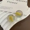 Flores Secas Frescas de Verano Hoja de Oro Cintura Alta Redondas Abullonadas Medio Moño Calcomanía de Resina Aretes DIY Accesorios para el Cabello Zapatos de Mujer Accesorios de Flores