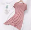 Venta al por mayor del fabricante Modal para mujer Primavera y Verano Sencillo Color Sólido Camisón Pijama Ropa de casa Holgado Talla Grande Manga Corta