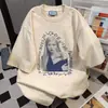 Camiseta de Manga Corta con Estampado de Letras Estilo Coreano Ins para Hombres y Mujeres Verano 2025 Top Holgado Oversize