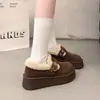 Zapatos mullidos completamente cerrados con forro polar añadido y engrosamiento, botas de nieve, zapatos cálidos de algodón para mujer, nuevo estilo 2026, invierno, suela gruesa, que aumenta la altura, zapatos Birkenstock