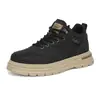 Zapatos de trabajo bajos para hombre, con suela gruesa, adecuados para primavera y otoño, con parte superior de cuero retro, estilo casual, diseñados para uso en exteriores, para ir al trabajo y proporcionar soporte antideslizante para actividades deportivas.
