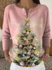 Sudadera de Punto con Cuello en V, Botones y Mangas Largas, Estilo Nuevo Transfronterizo, Otoño e Invierno, Suéter con Estampado de Moda Personalizado para Mujer